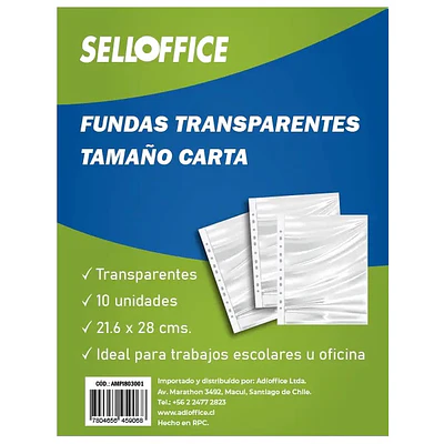 Adioffice – Fundas Plásticas Oficio Multiperforadas – 10 Unidades