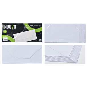 Nuovo - Sobres Americano Blanco - 105x228MM- 25 Un
