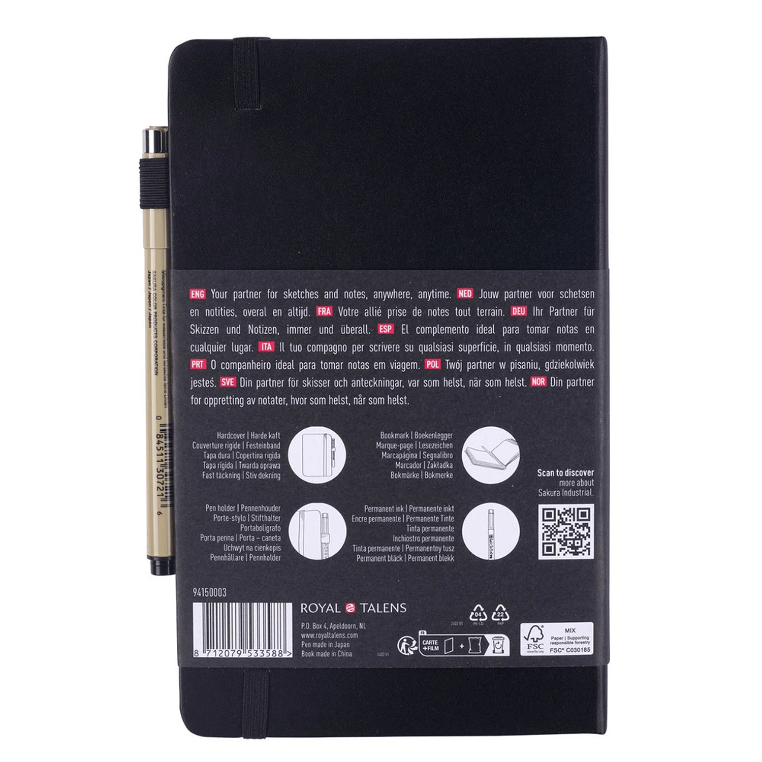 Sakura - Sketch Book Papel Crema 13x21 Cm - 140G - 80hj + Pigma Micron PN Negro 2