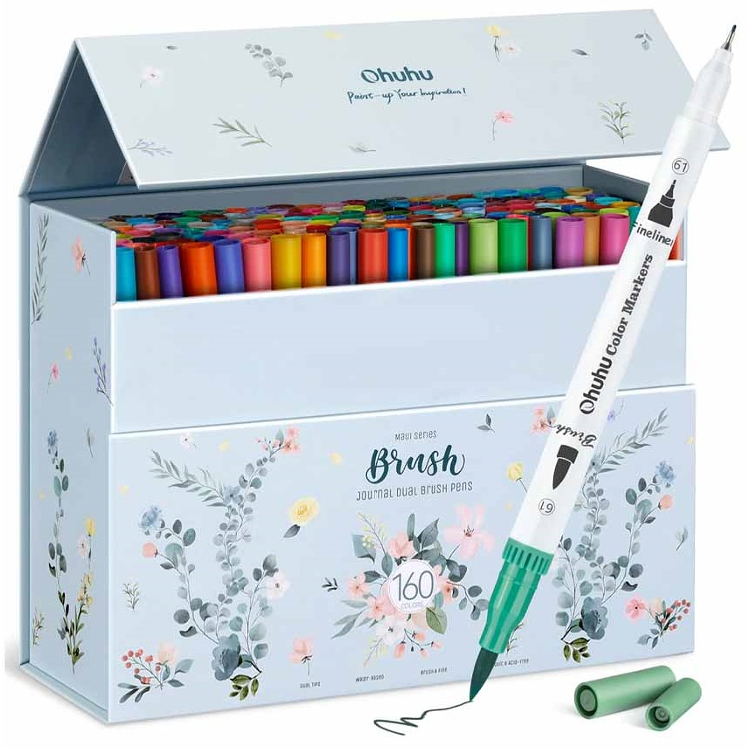 Ohuhu - 160 marcadores - Base de Agua - Brush/Fineliner 1