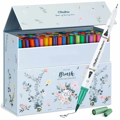 Ohuhu - 160 marcadores - Base de Agua - Brush/Fineliner