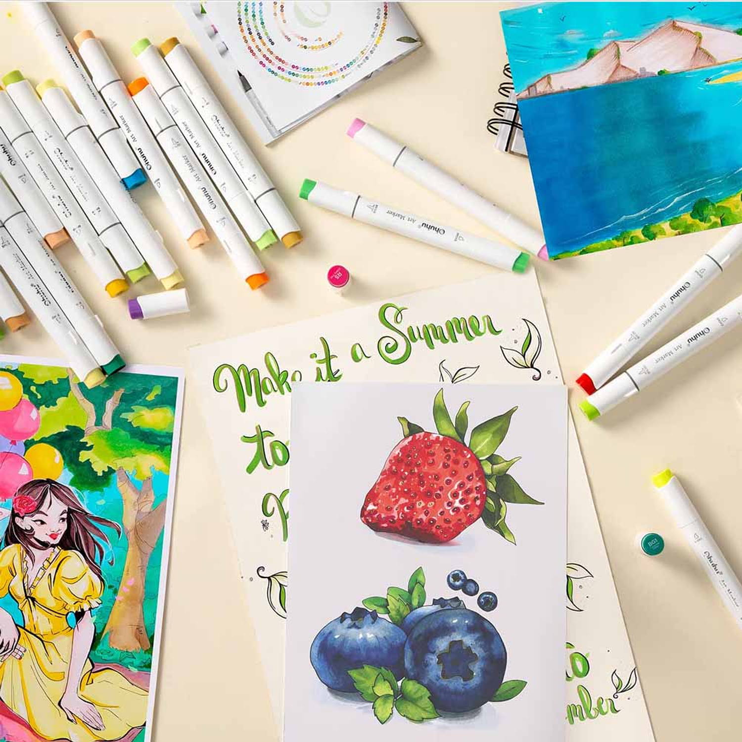 Ohuhu Honolulu B - 48 Marcadores Alcohol - Tonos PASTEL 5