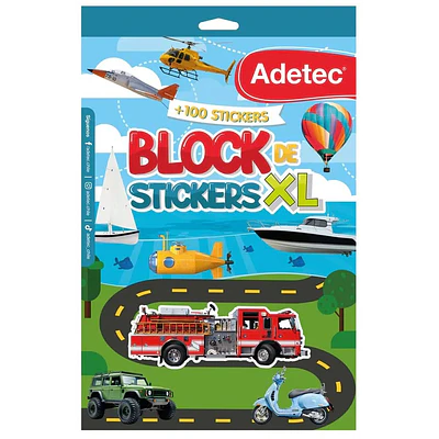 Adetec - Block De Stickers Xl Modelo Transportes