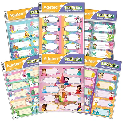 Adetec - Etiqueta Para Nombres Diseño Niña Fantasia