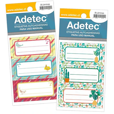 Adetec - Etiqueta Para Nombre Diseño Juvenil 35X70 Mm