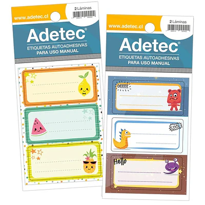 Adetec - Etiqueta Para Nombre Diseño Infantil 35X70 Mm