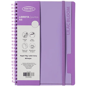 Artel - Libreta Anillo de Goma - A5 - Color pastel