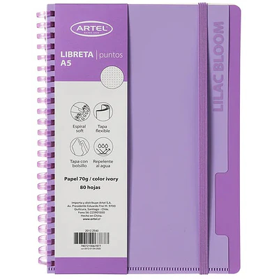 Artel - Libreta Anillo de Goma - A5 - Color pastel