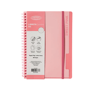 Artel - Libreta Anillo de Goma - A5 - Color pastel