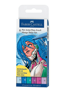 Faber Castell Pitt - Set 6 Marcadores Brush Manga Shojo