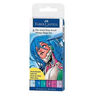 Faber Castell Pitt - Set 6 Marcadores Brush Manga Shojo