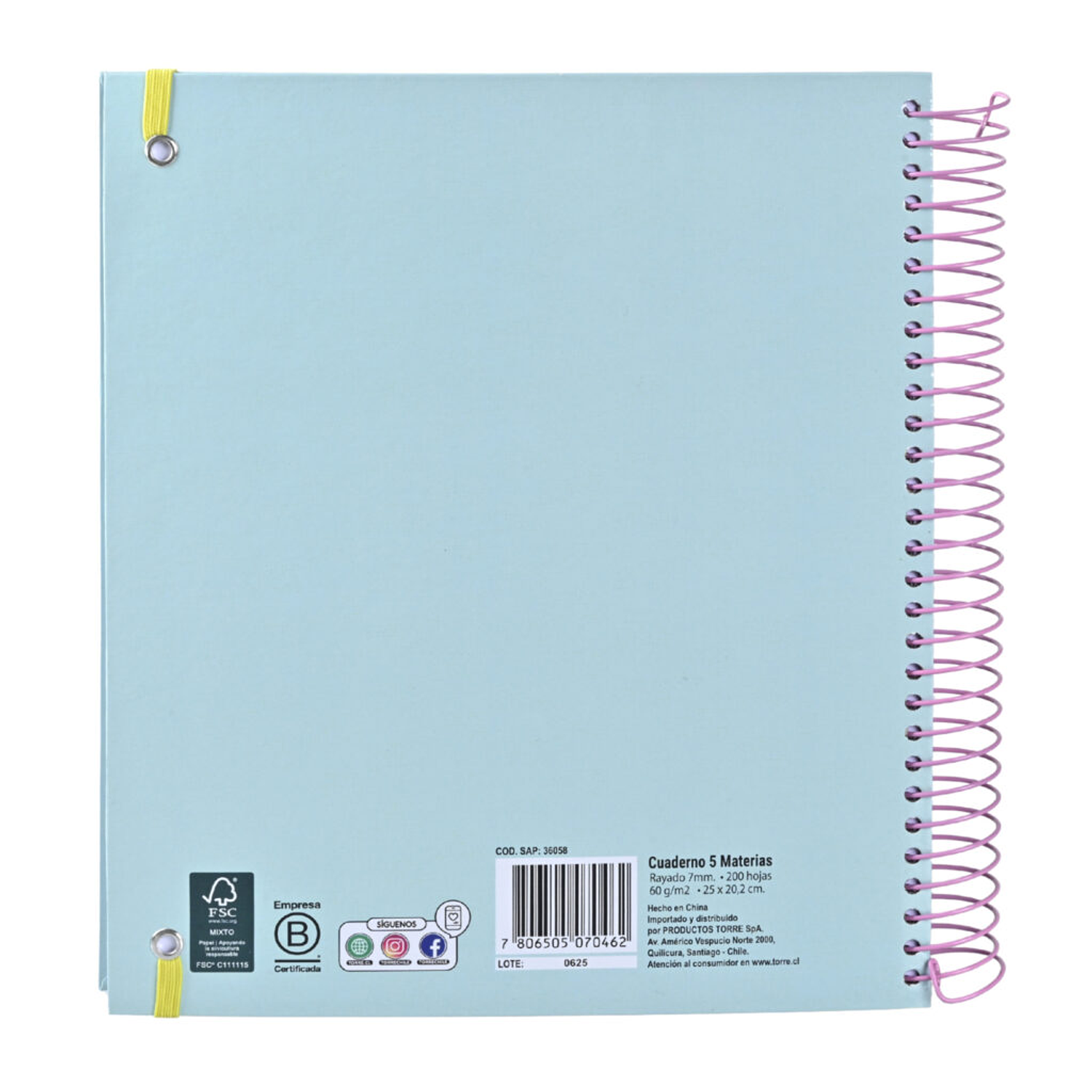 Torre - Cuaderno 5 Materias 200H 7MM 10