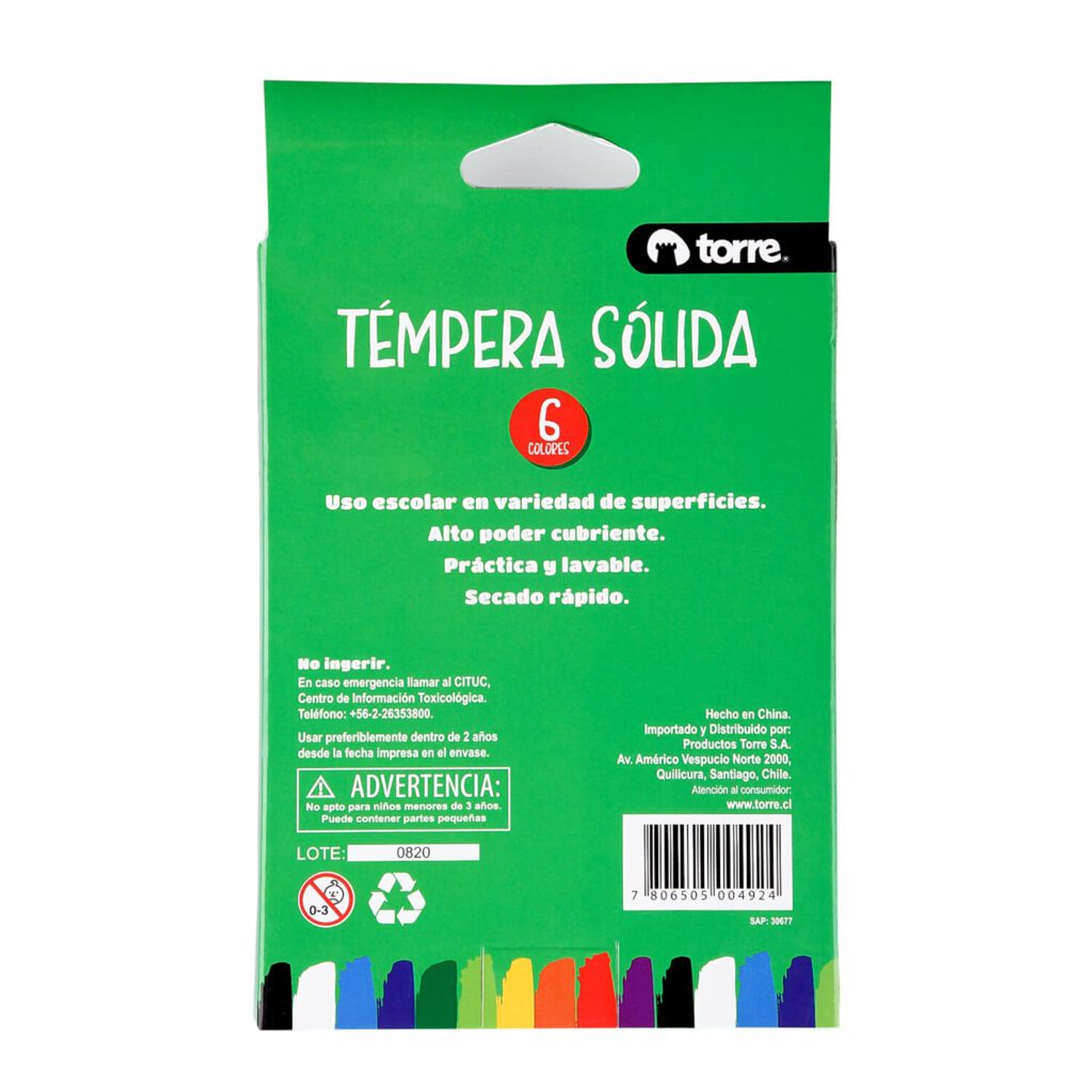 Torre - Tempera Solida 6 Colores 3