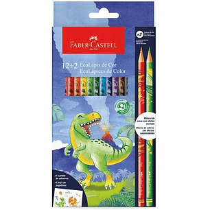 Faber Castell - Lapices de Colores Dinosaurio - 12 Colores + 2