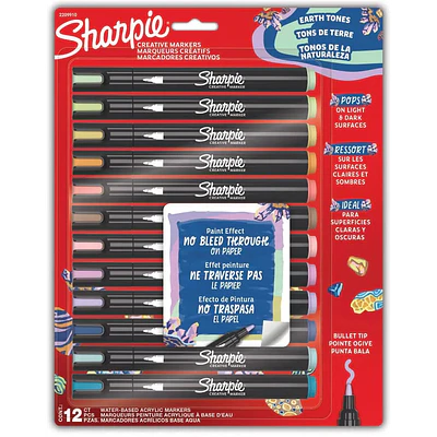 Sharpie - Marcadores Acrilicos Punta Bala - 12 Colores Naturaleza