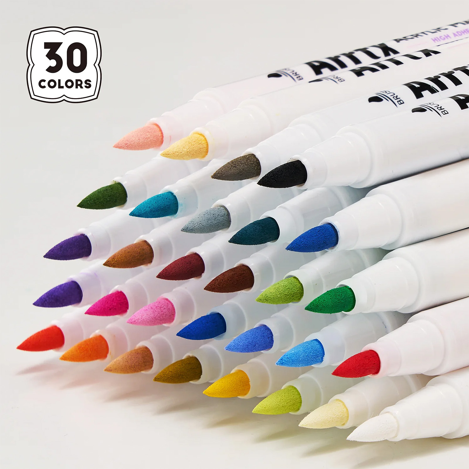 Arrtx- Marcadores Acrílicos De 30 Colores Vibrantes (Punta Pincel) 3