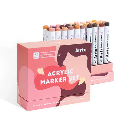 Arrtx- Marcadores Acrílicos 30 Colores Piel Punta Pincel 30C