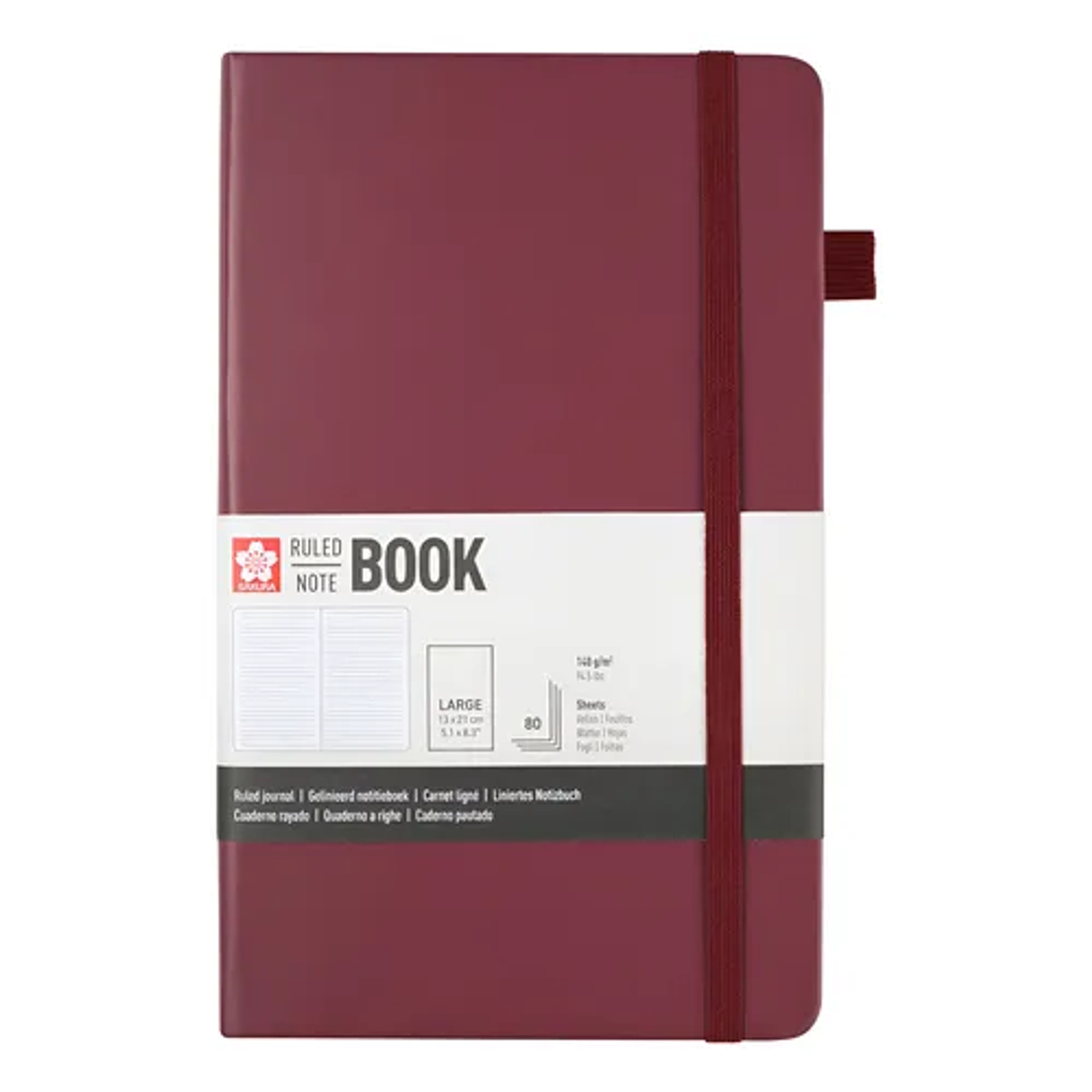 Libreta Sakura Hoja Crema con Lineas 13x21cm Color: Burdeo