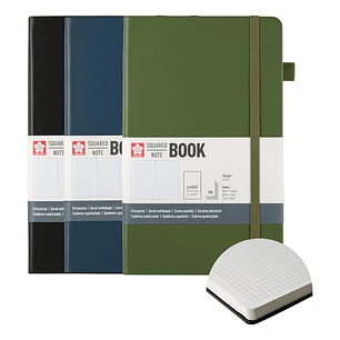 Sakura - Libreta Hoja Crema con cuadros 13x21cm 