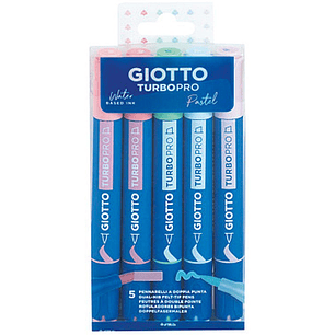 Giotto – Set 5 Marcadores Doble Punta Turbo Pro Colores Pastel