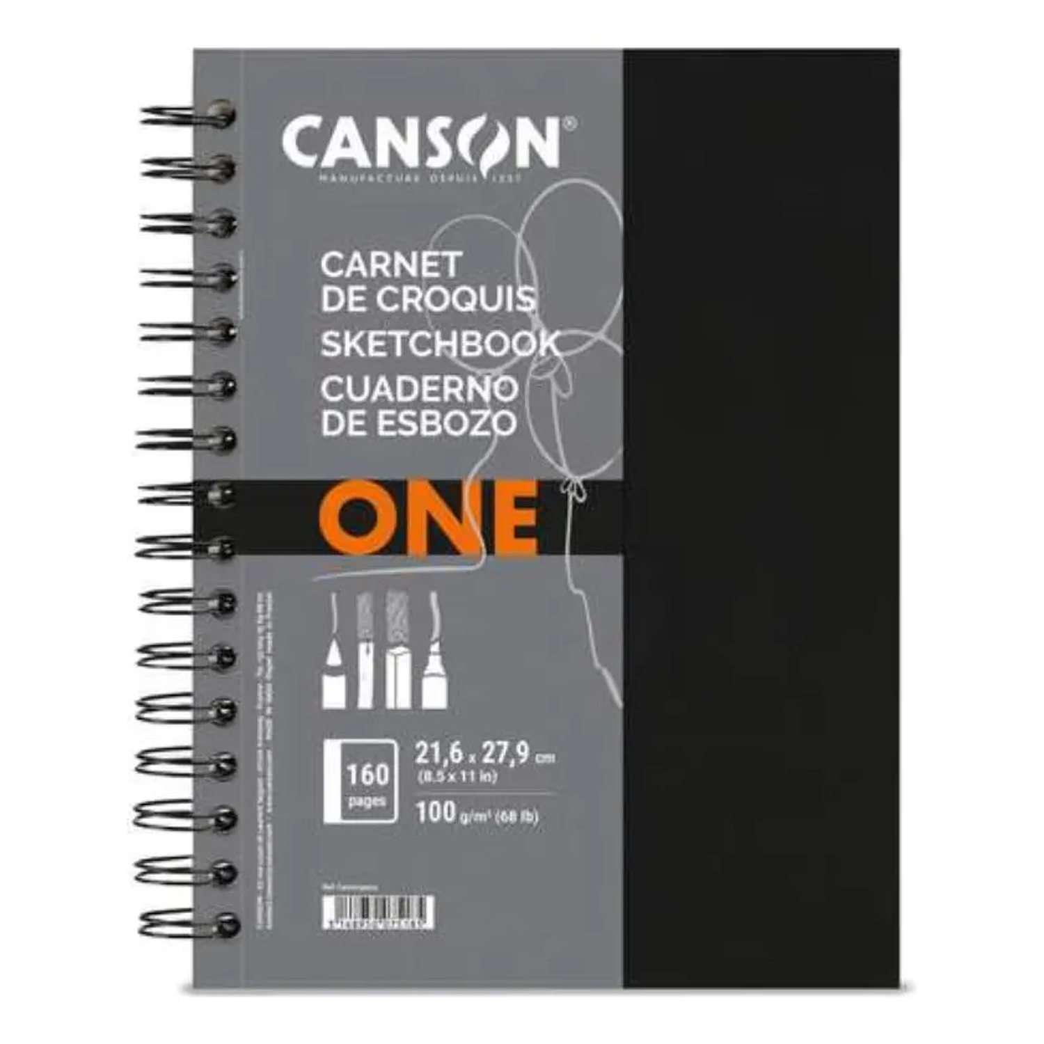 Canson – Libreta Art Book One Espiral Lado Corto 160 Páginas 100g Formato Grande