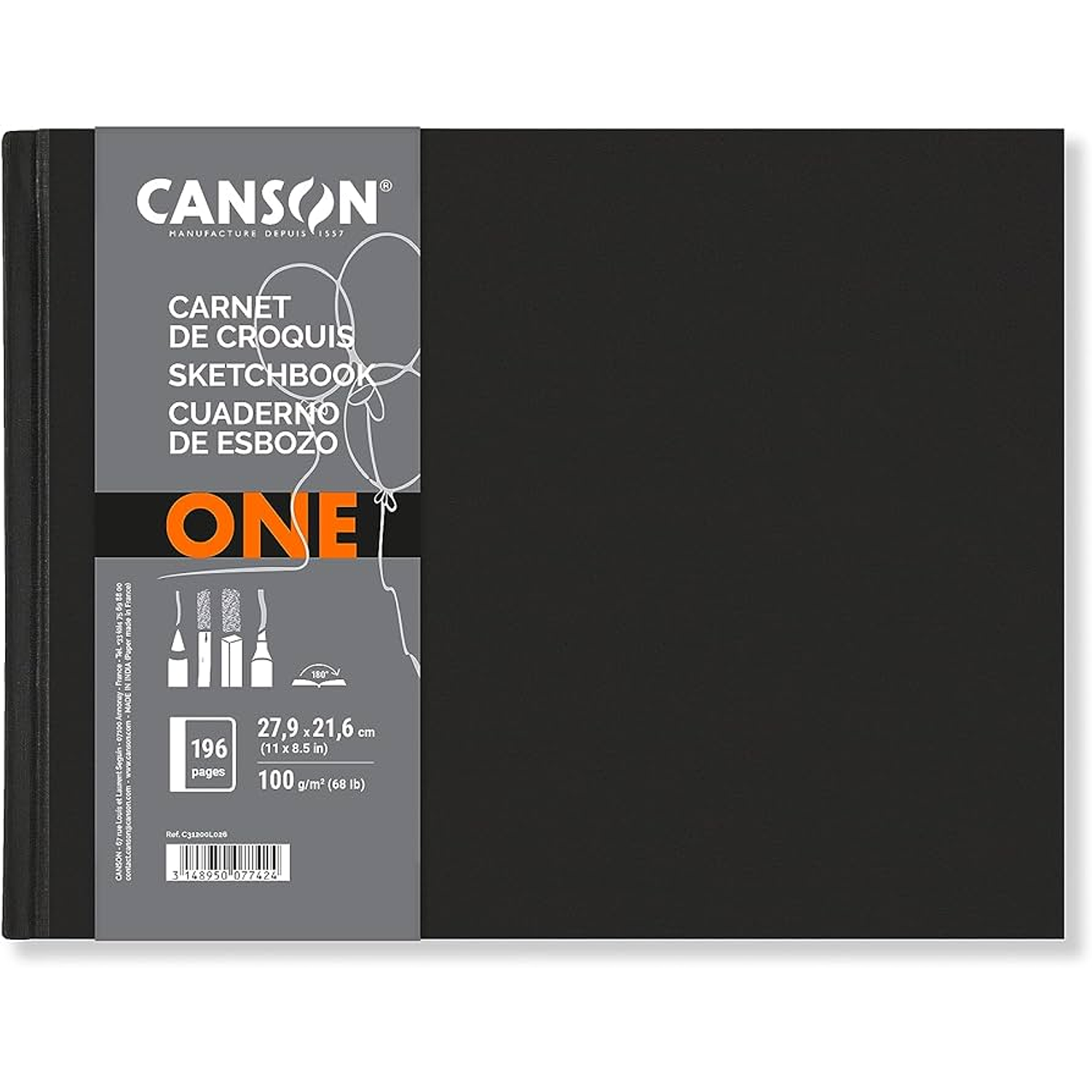 Canson – Libreta Art Book One Encolado Lado Corto 196 Páginas 100g 