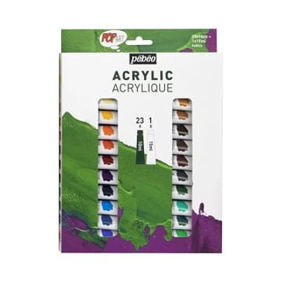 Pebeo – Set Pintura Acrílica 23x10 ml + 15 ml Blanco