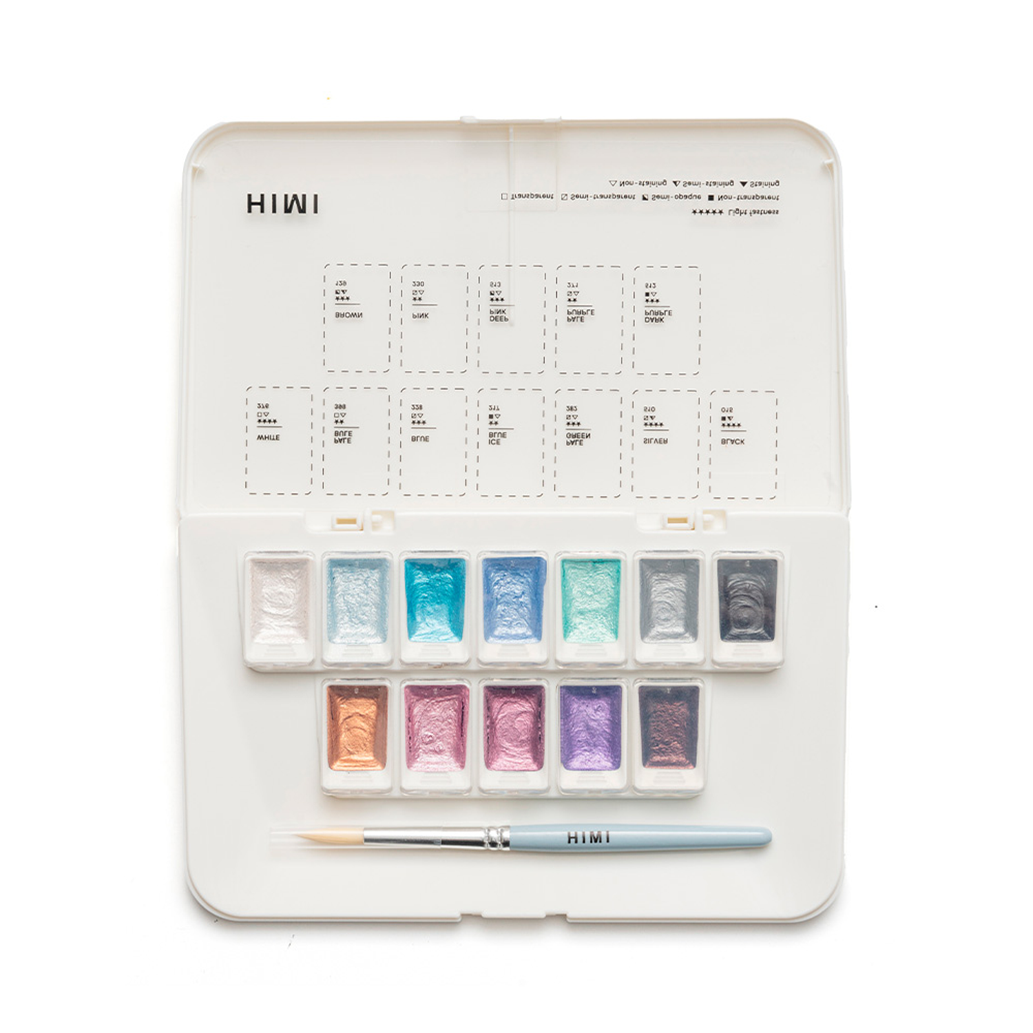 HIMI - Set de Acuarela Metalizada 12 Colores Selección Plateados 2