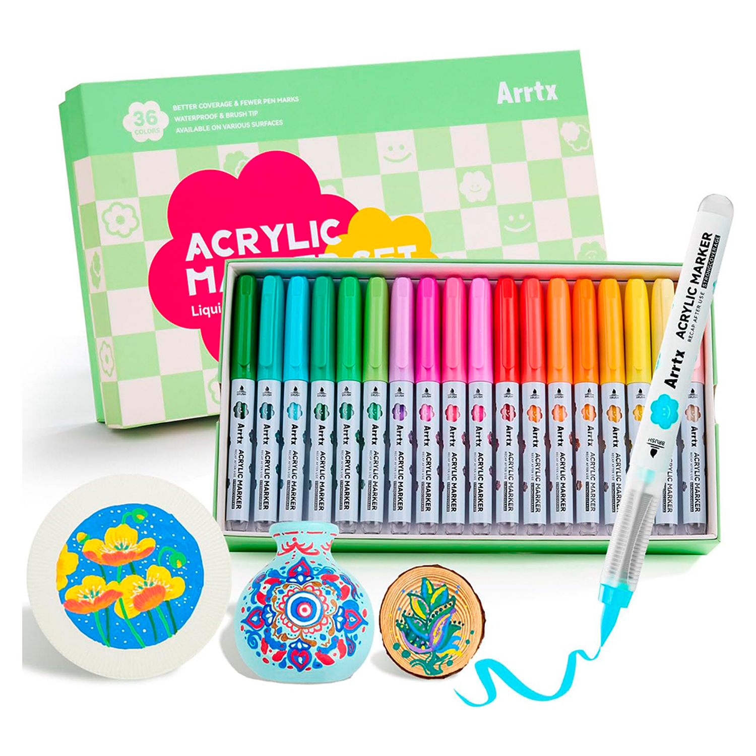 Arrtx – Marcadores Acrílicos 36 Colores Punta Pincel 1