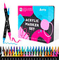 Arrtx – Marcadores Acrílicos 64 Colores Doble Punta Pincel y Fina - Miniatura 1