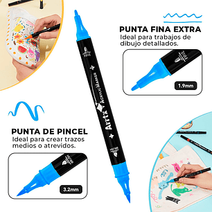 Arrtx – Marcadores Acrílicos 64 Colores Doble Punta Pincel y Fina