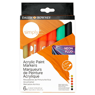 Daler Rowney – Marcadores Acrílicos Fluorescentes Set 6 Colores
