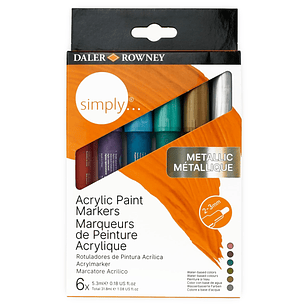 Daler Rowney – Marcadores Acrílicos Metálicos 6 Colores 