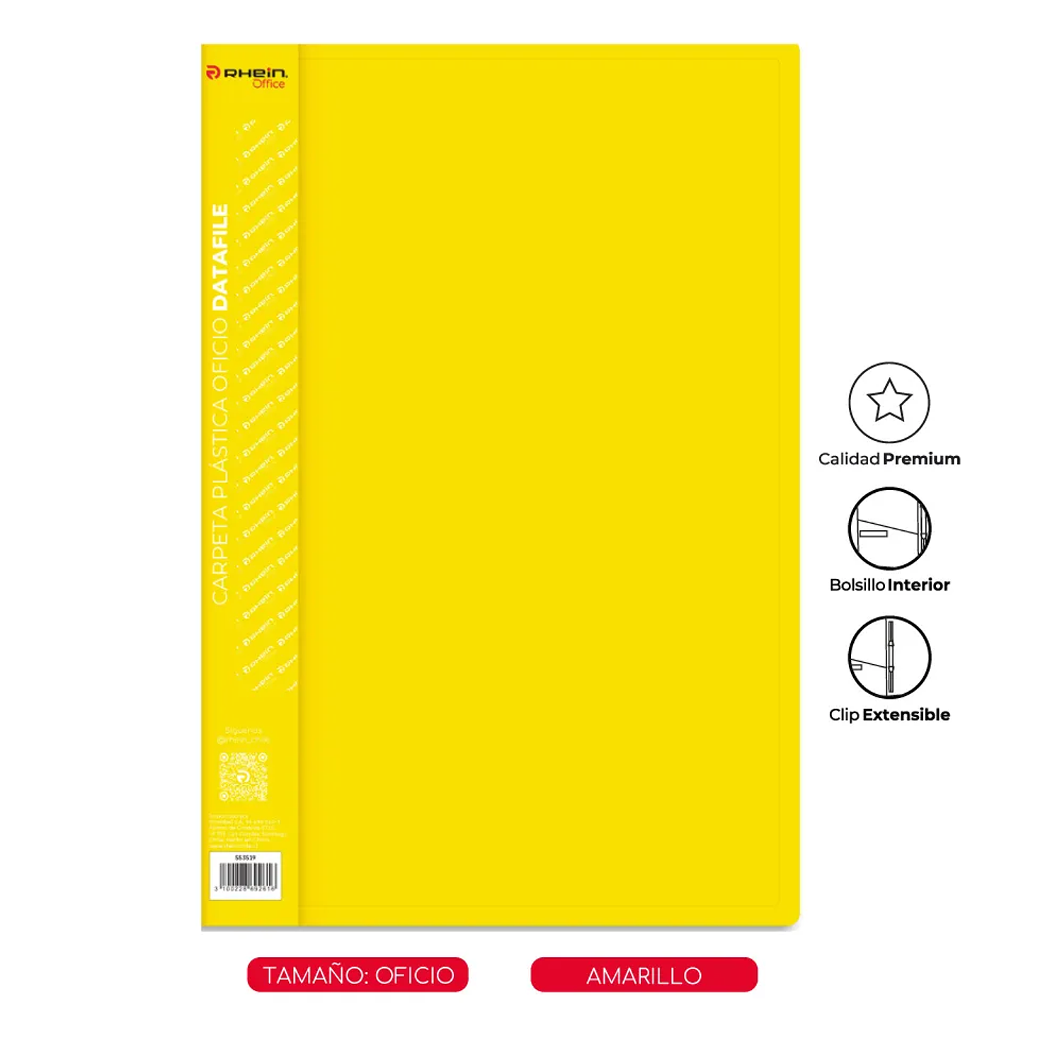 Rhein – Carpeta Plástica con Acoclip Metalico  Oficio  2