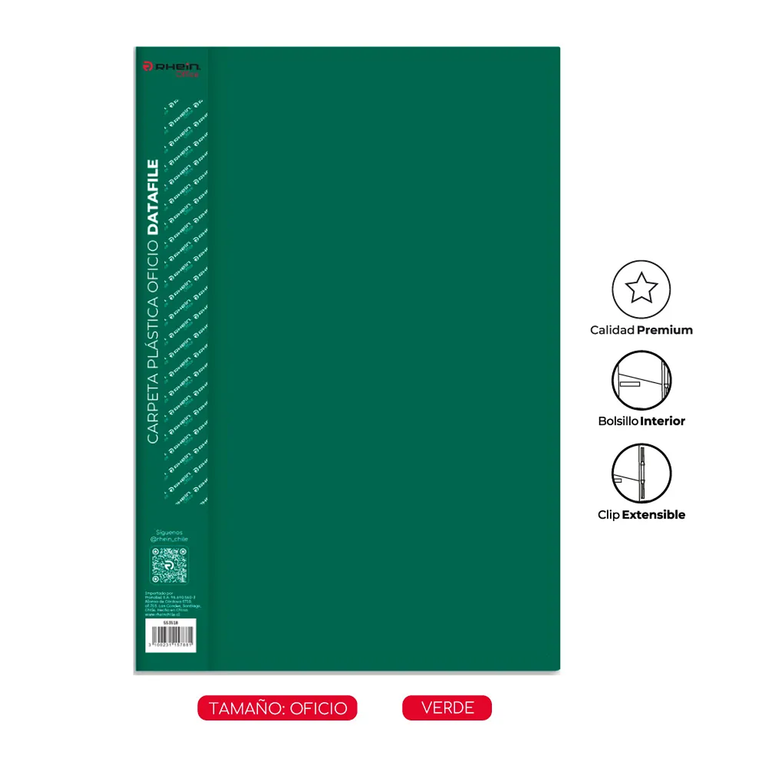 Rhein – Carpeta Plástica con Acoclip Metalico  Oficio  4