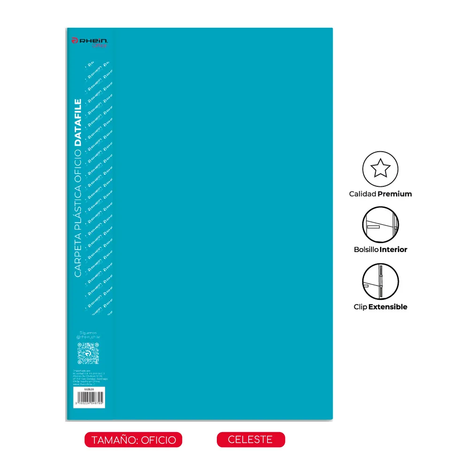 Rhein – Carpeta Plástica con Acoclip Metalico  Oficio  7