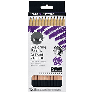 Daler Rowney – Set 12 Lápices de Grafito Sketching 4H a 8B