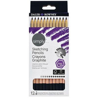 Daler Rowney – Set 12 Lápices de Grafito Sketching 4H a 8B