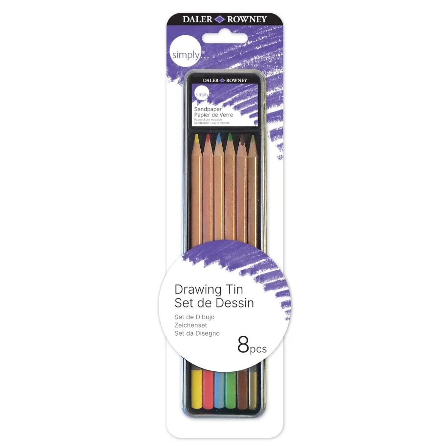 Daler Rowney – Set 8 Lápices de Dibujo con Estuche Metálico