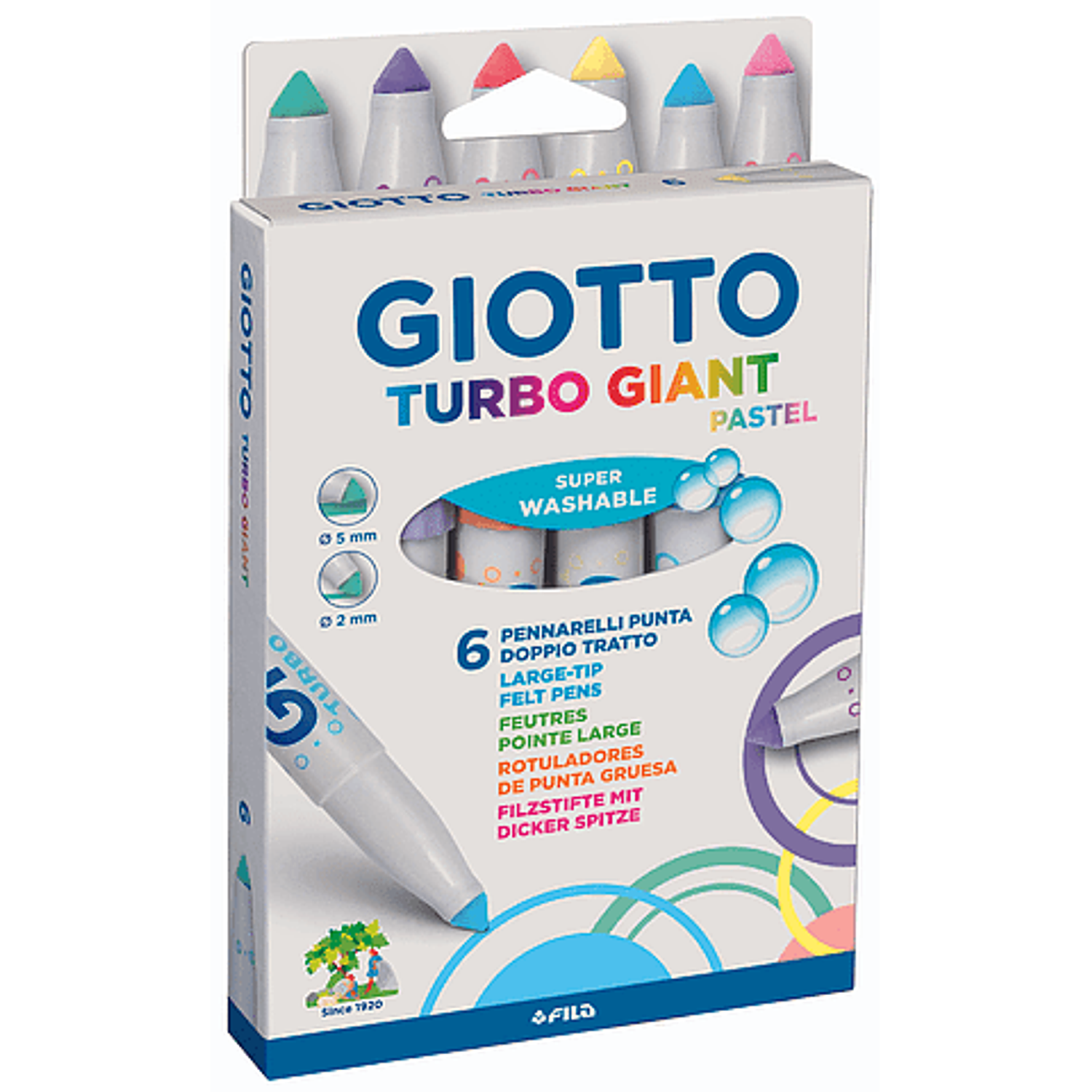 Giotto – Set 6 Plumones Colores Pasteles Punta Gruesa