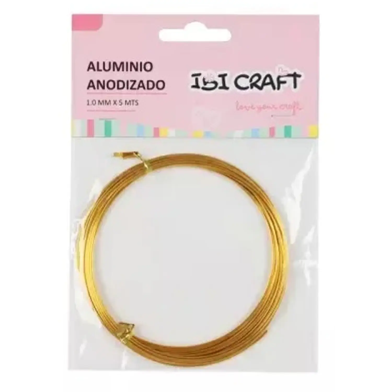 IbiCraft – Alambre de Aluminio Metalizado 1 mm x 5 m Oro Flexible