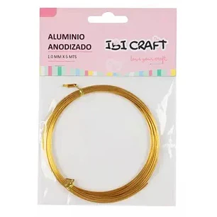 IbiCraft – Alambre de Aluminio Metalizado 1 mm x 5 m Oro Flexible