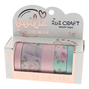 IbiCraft – Washi Tape Box Roses Edition 5 Rollos Decorativos 4 m