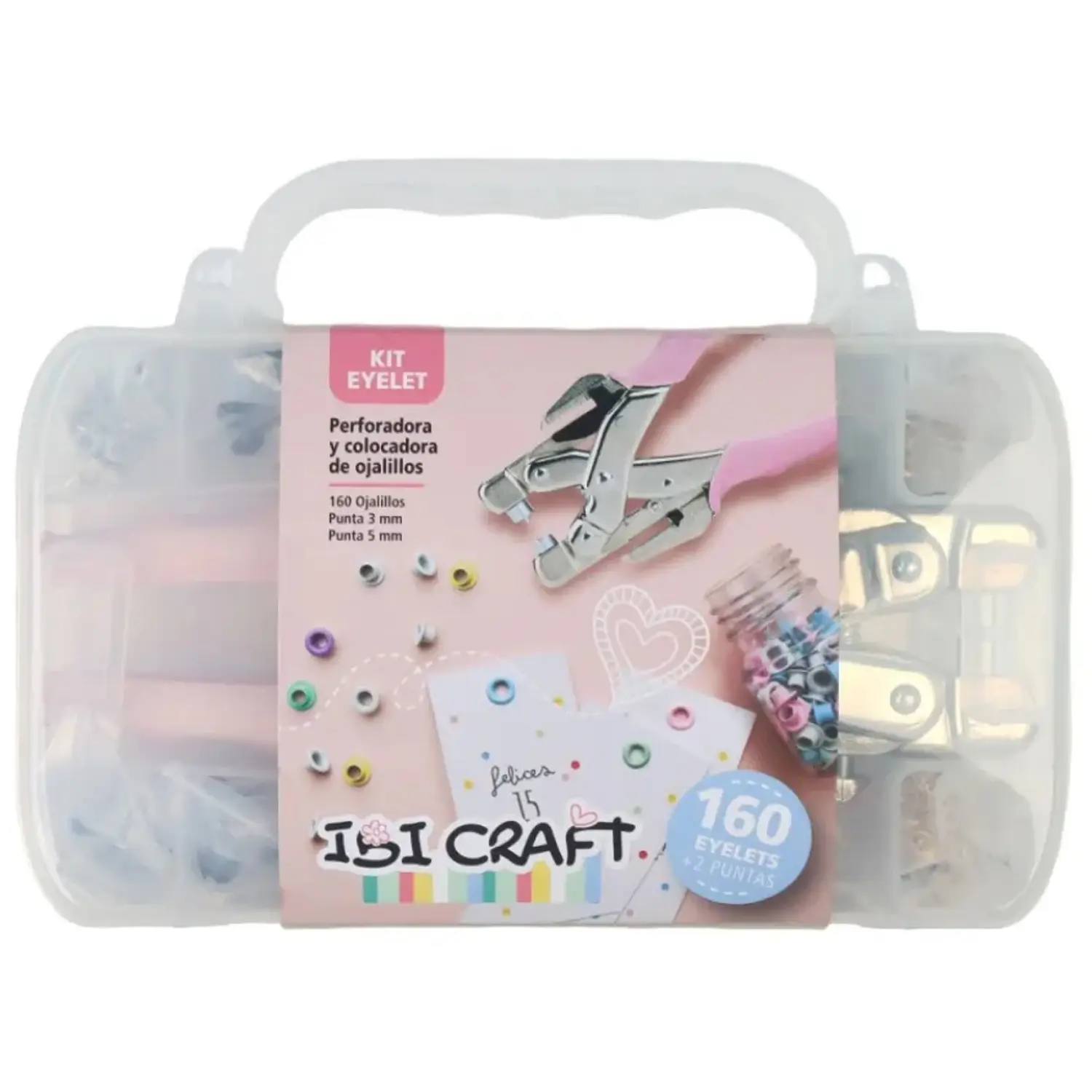 IbiCraft – Set Pinza Perforadora + 160 Ojalillos Kit Completo Manualidades