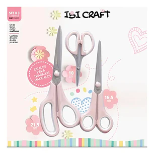 IbiCraft – Set 3 Tijeras Rosa Vintage Precisión Scrapbooking