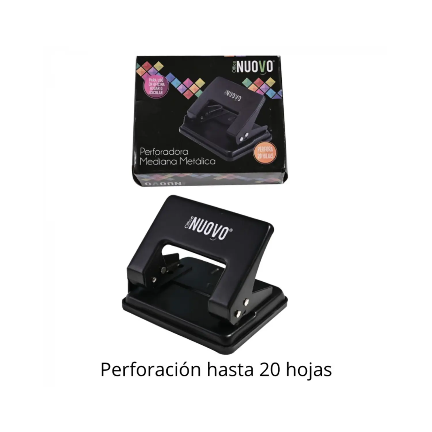 Nuovo – Perforadora Metálica 20 Hojas 11x6 cm Negra 2