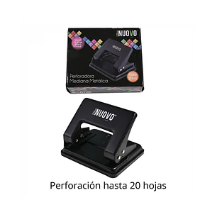 Nuovo – Perforadora Metálica 20 Hojas 11x6 cm Negra
