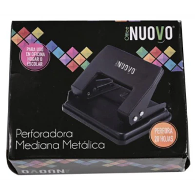 Nuovo – Perforadora Metálica 20 Hojas 11x6 cm Negra