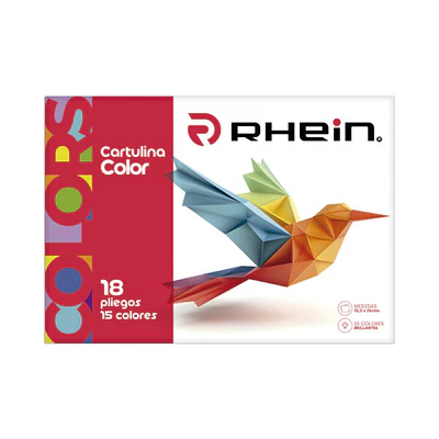 Rhein – Carpeta con Cartulina 15 Colores 18 Pliegos