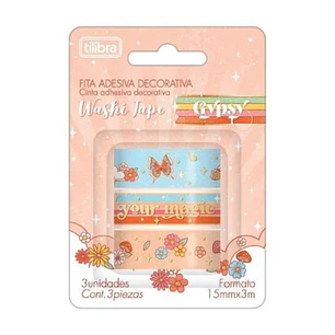 Tilibra – Washi Tape Gypsy 3 Rollos 15 mm x 5 m